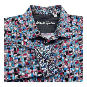 Robert Graham Geometric Classic Fit 2XL Flip Cuff Button Up Shirt Cotton